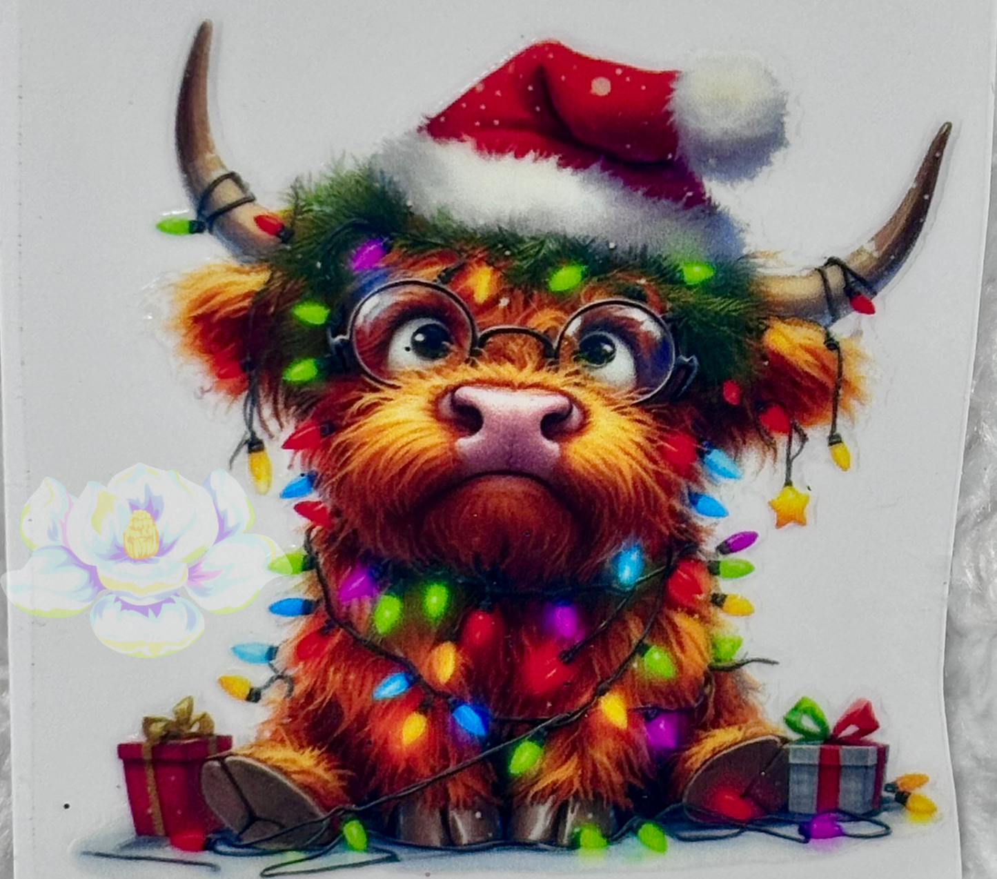 Highland Cow Christmas UVDTF 1