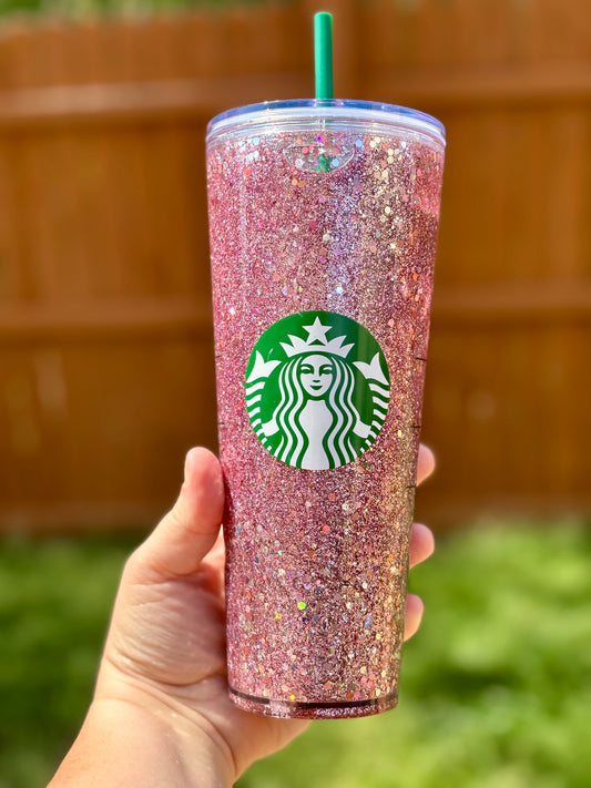Strawberry fields SB suspended glitter tumbler