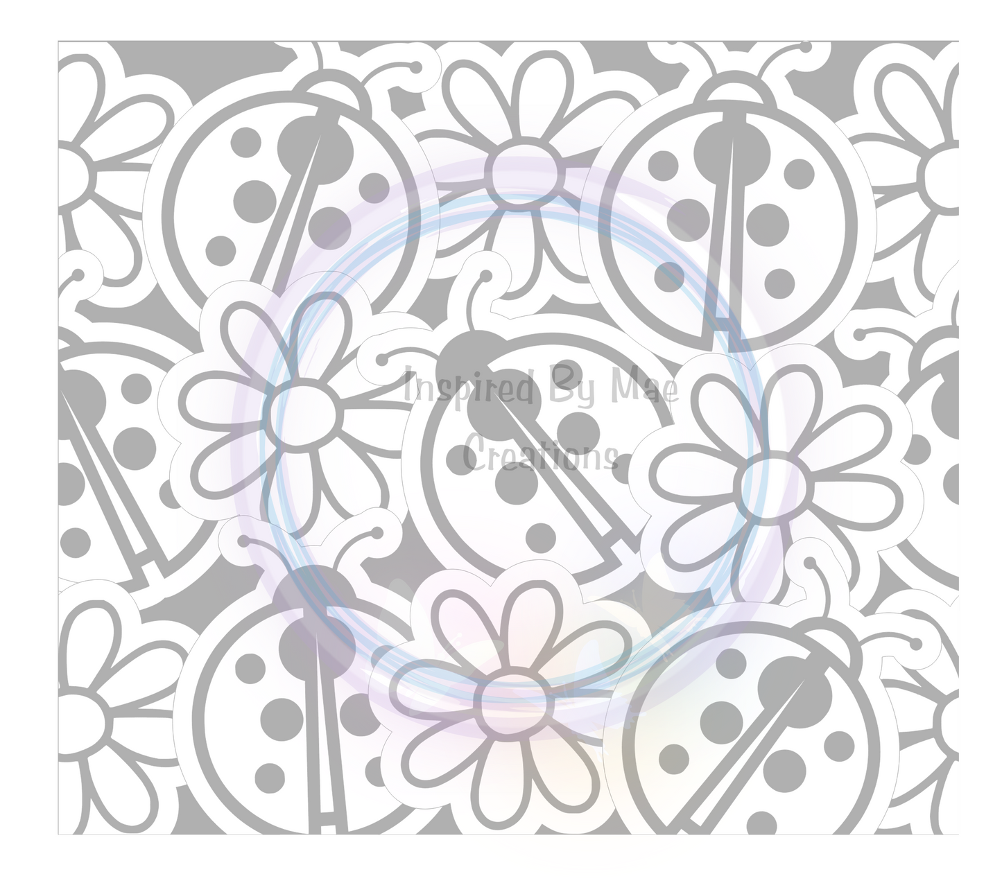 Ladybug with Flowers precut template