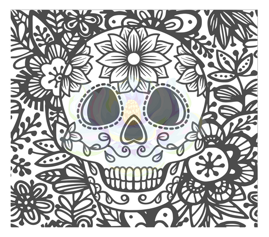 Sugar skull with flowers Template