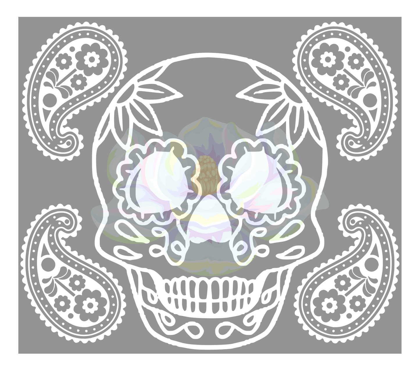 Seamless sugar skull paisley precut template