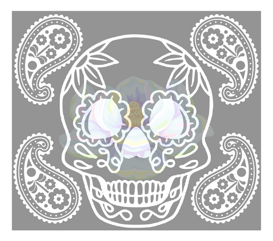 Seamless sugar skull paisley precut template