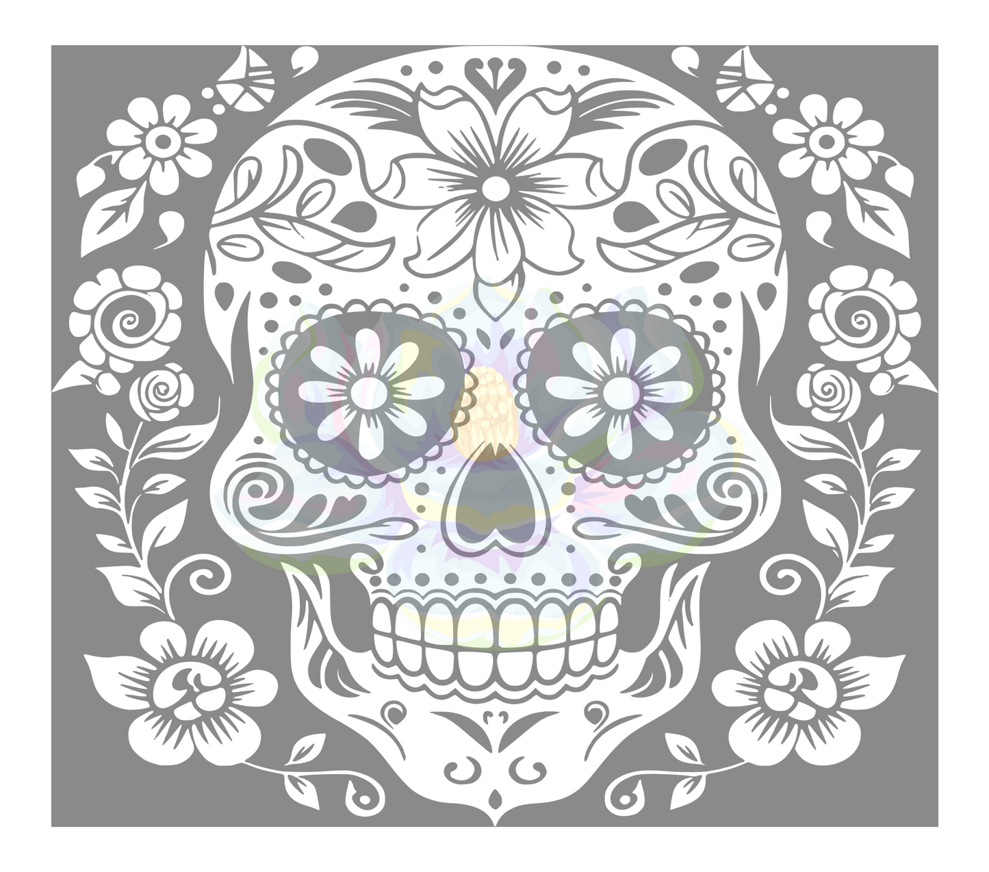 Seamless Full sugar skull precut template