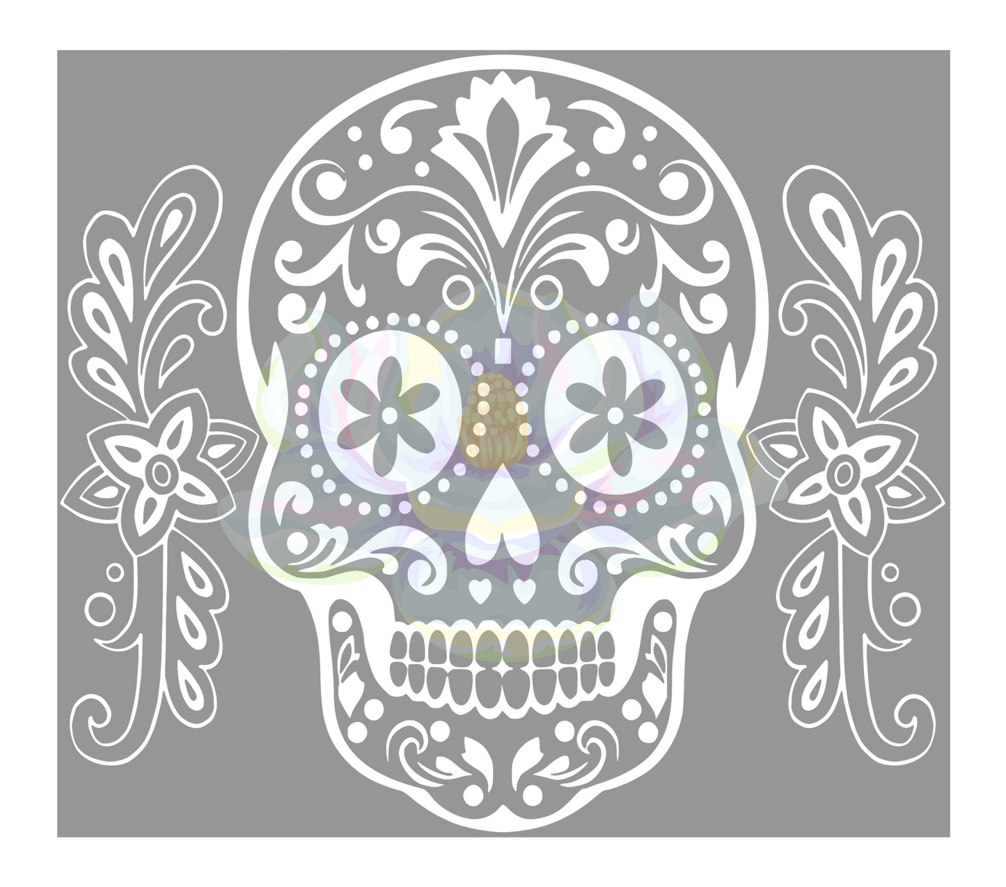 Seamless sugar skull 3 precut template