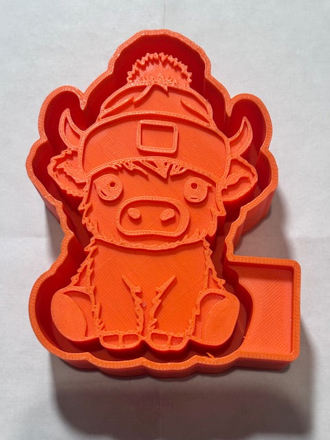 Highland cow with beanie