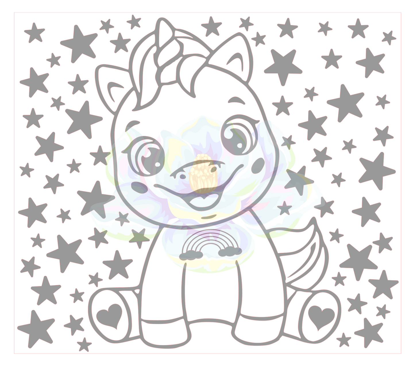 Seamless Smiling Unicorn Template