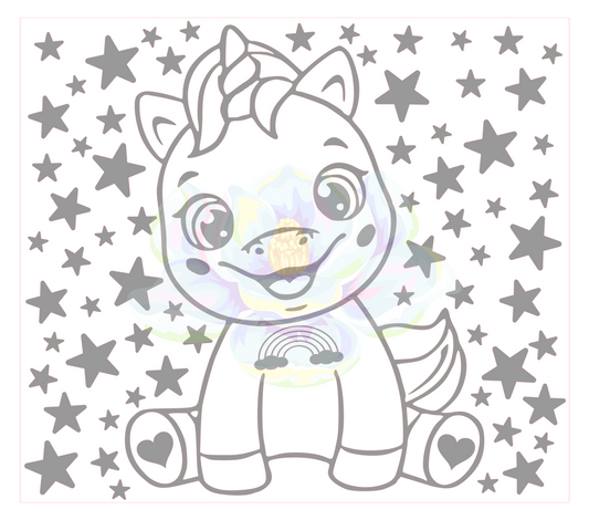 Seamless Smiling Unicorn Template